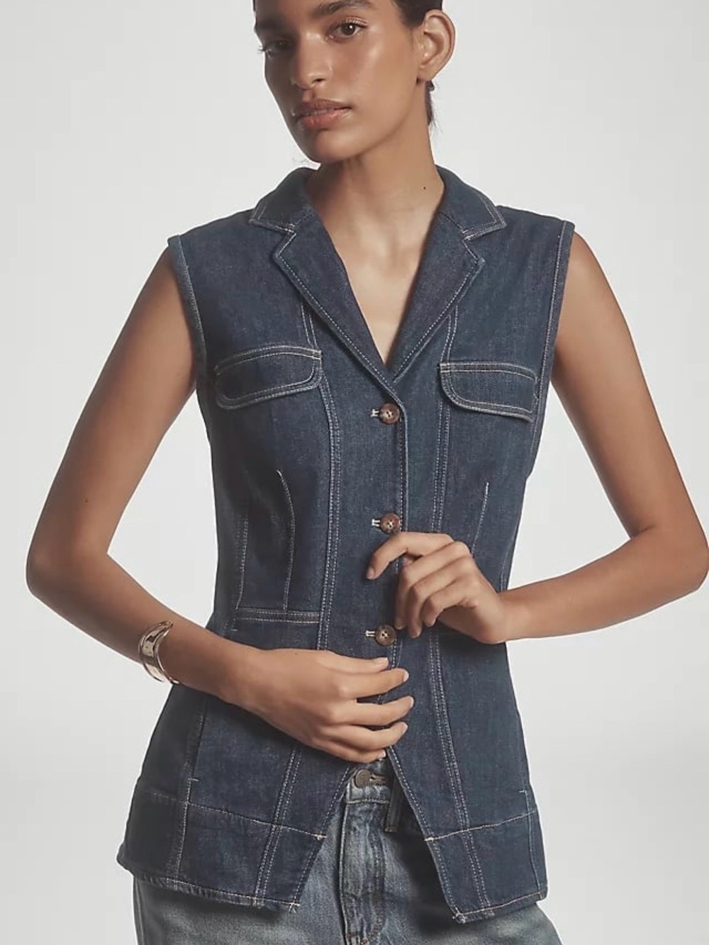 Pilcro Longline Denim Vest